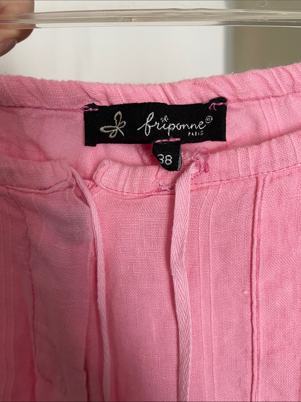 Pink Drawstring Linen Pants - Picture 6 of 11